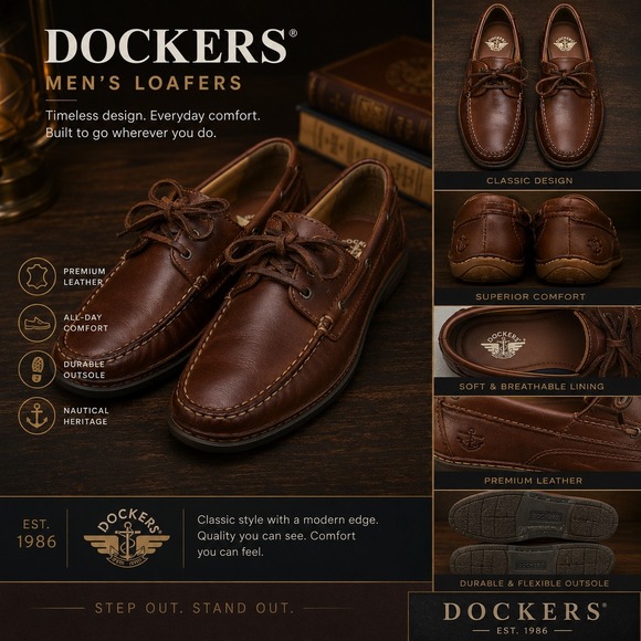 Dockers Other - Dockers Men's Brown Leather Boat Shoes 7.5